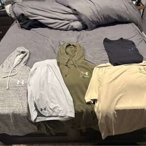 Under Armour Olive Hoodie and Gray Shorts Set